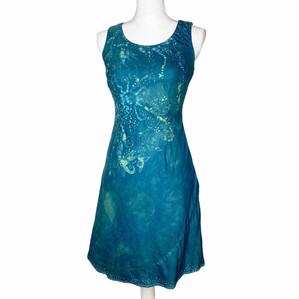 OOAK Upcycled Batik Boho Tie Dyed Art Sheath Dress